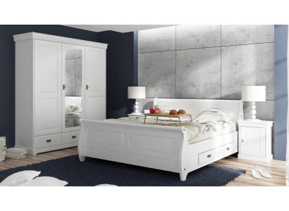 Schlafzimmer Set Bett Nachttisch Kleiderschrank Hotel Betten Holz Design 4tlg.