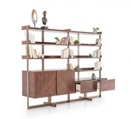 Moderne Vitrine Wohnzimmer Möbel Regal Standregal Echtholz Möbel Braun Regale