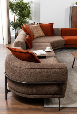 Modernes Ecksofa L-Form Couch Stoffsofas Edelstahl Wohnzimmermöbel Neu