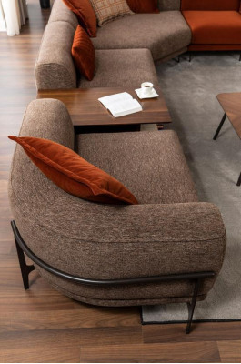 Modernes Ecksofa L-Form Couch Stoffsofas Edelstahl Wohnzimmermöbel Neu