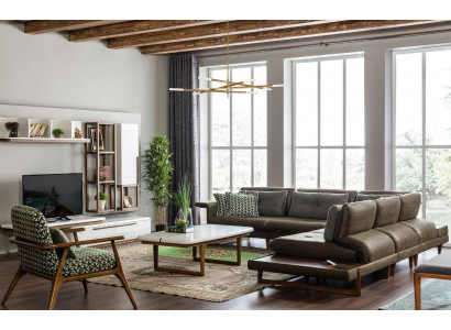 Wohnzimmer Set Luxus Möbel L-Form Sofa Sessel Textil Möbel Set Neu