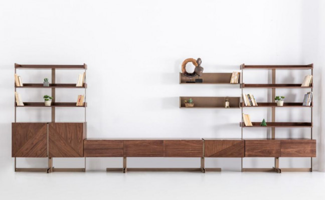 Moderne Wohnwand Schrankwände Vitrine rtv Regal Wohnzimmer Möbel Holz Neu