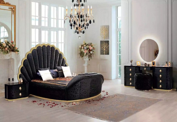 Moderne luxuriöse Schlafzimmermöbel aus hochwertigem Stoff und stabilem Holz