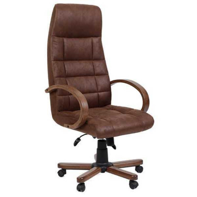 Chefsessel Braun Kunstleder gepolsterter Bürosessel Computerdrehsessel Neu