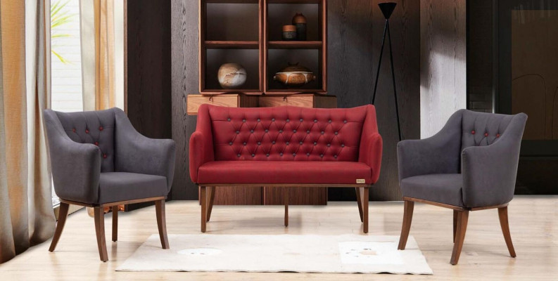 Küchen Sitzbank Chesterfield Klassische Möbel Sofa Couch Zweisitzer Rot