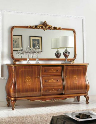 Sideboard mit Spiegel Anrichte Sideboards Holz Schrank Möbel Kommoden Braun Neu