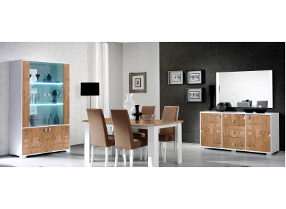 Esszimmer Garnitur Set Rtv Tisch 4x Stühle Vitrine 7tlg Komplett Luxus Möbel Neu