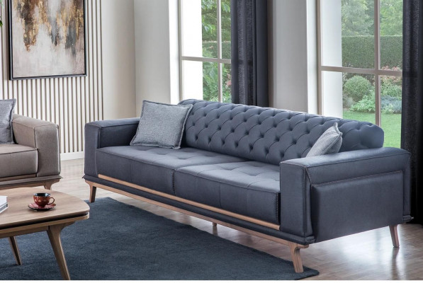 Luxus Modern Wohnzimmer Set 4tlg. 4 sitzer Sessel couchtisch Holz Möbel