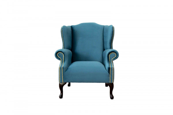 Ohrensessel Einsitzer Chesterfield Couch Blau Sofa Polster Möbel Neu