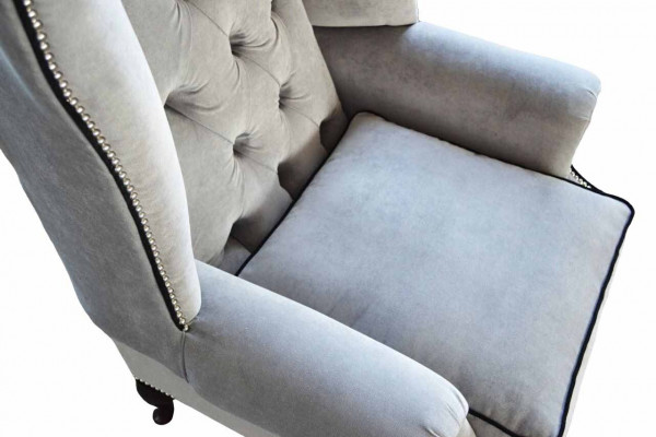 Ohrensessel Chesterfield 1 Sitzer Sessel Textil Polster Sofa Couch Neu