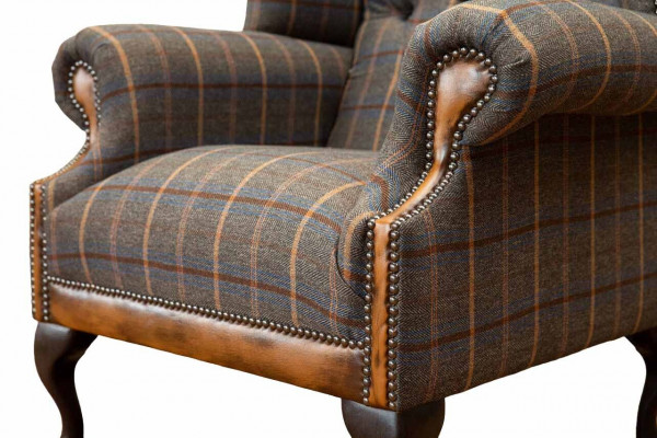 Chesterfield Sessel Couch Polster 1 Sitzer Textil Ohrensessel Polster