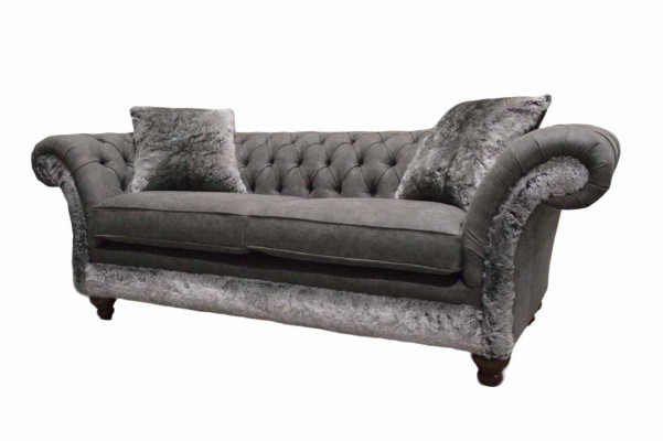 Chesterfield Sofa 3 Sitzer Polster Couch Klassische Stoff Couchen Textil