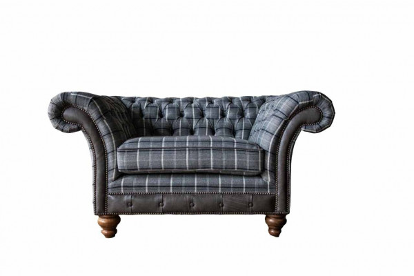 Chesterfield Sessel Couch 1 Sitzer Sofa Textil Stoff Couchen Polster Neu