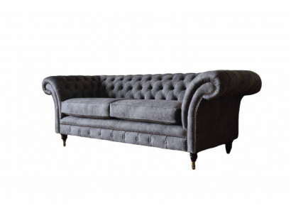 Design Polster Sofa 3 Sitzer Couch Luxus Klassische Textil Chesterfield