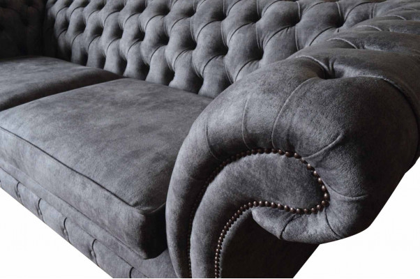 Design Polster Sofa 3 Sitzer Couch Luxus Klassische Textil Chesterfield