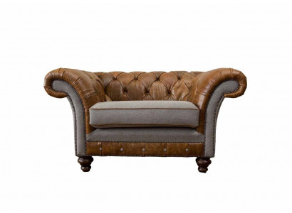 Design Chesterfield Sessel 1 Sitzer Couch Luxus Klassische Textil Sofas
