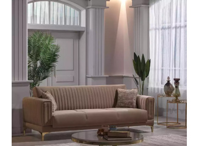 Designer Brauner Dreisitzer 3-Sitzer Sofa Wohnzimmer Polster Couchen