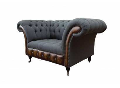 Design Chesterfield Stoff Couch Sessel 1.5 Sitzer Polster Sofas Lounge