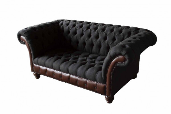 Sofa 2 Sitzer Couch Polster Sofa Stoff Chesterfield Couchen Grau Neu