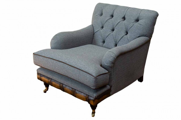 Sessel Ohrensessel Sitzer Stoff Luxus Wohnzimmer Klassisch Chesterfield