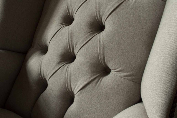 Grauer Ohrensessel Sessel Design Polster Chesterfield Textil Wohnzimmer