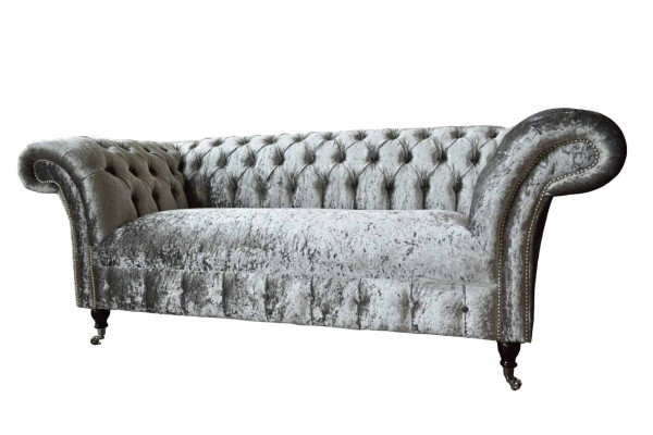 Chesterfield Design Sofa Couch 2 Sitzer Polster Grau Sofas Couchen Neu