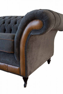 Chesterfield Luxus 2 Sitzer Couch Polster Sofa Zweisitzer Leder Couchen