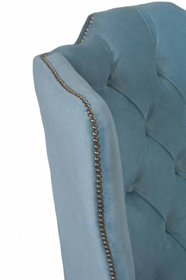 Babyblauer Ohrensessel Sessel Design Polster Sofa Couch Chesterfield Textil Neu