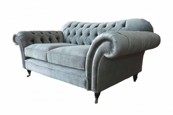 Chesterfield Sofa 2 Sitzer Polster Designer Couchen Sofas Grau Neu