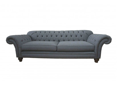 Sofa Luxus Textil Chesterfield Couch Sofas Polster 3 Sitzer Grau Design