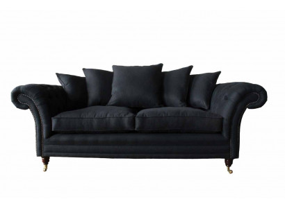 Sofa Textil Stoff 3 Sitzer Couch Designer Sitz Polster Schwarz xxl big