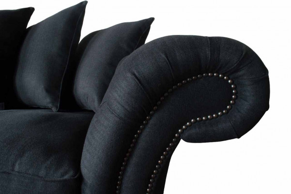 Sofa Textil Stoff 3 Sitzer Couch Designer Sitz Polster Schwarz xxl big