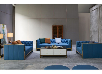 Komplette Chesterfield Set Sofagarnitur 3 2 1 Sitz Couchtisch Designer 4tlg