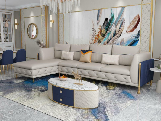 Luxuriöse Wohnzimmer Eckgarnitur Ecksofa Eckcouch Sofa Polster Ecke Couch Leder