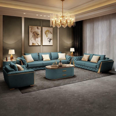 Leder Designer Sofa Couch Polster Garnitur 6tlg. Set Garnituren Couchtisch