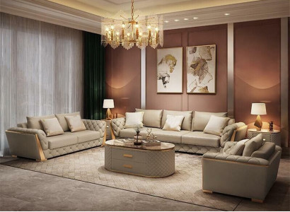 Ledersofa Couch Polster Garnitur 321 Sitzer komplett set sitzpolster Garnituren