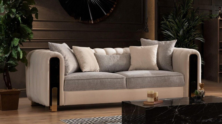 Luxus Garnitur Set Sofagarnitur 3+3+1 Sitzer Sofa Sofas Sessel Stoff 3tlg. Sets