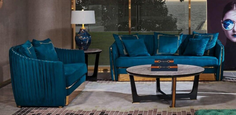 Sofagarnitur 5tlg. Set Sofa Sitzer Couchtisch Couch Modern Sofas Ledersofa