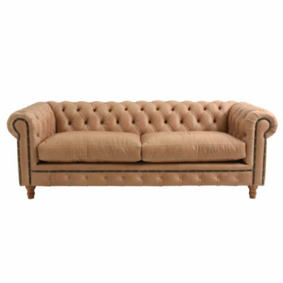 Design Leder Sofa Couch - Chesterfield Polster Dreisitzer 220cm