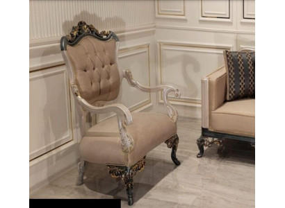 Sessel Ohrensessel Design Polster Sofa Couch Textil Barock Wohnzimmer Stoff Sitz