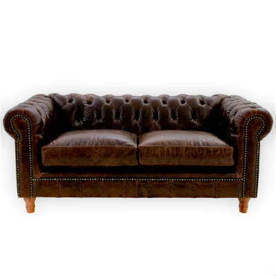 Design Leder Sofa Couch - Chesterfield Polster Dreisitzer 220cm