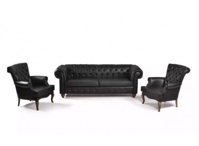 Schwarze Chesterfield Sofagarnitur Komplette Büroeinrichtung Moderne Möbel