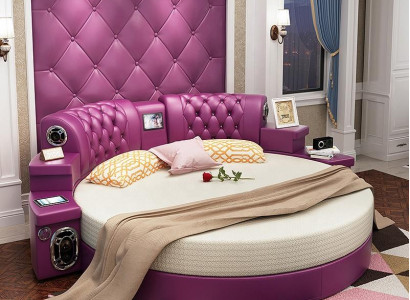 Rundes Kingsize Bett Rund Betten Multifunktion Hotel Polster Led Regal