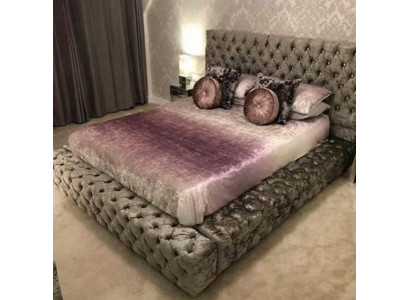 Chesterfield Doppelbett Möbel 180x200 Polster Textil Betten Luxus Design Rahmen