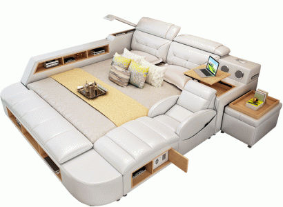 Multifunktion 180x200 Leder Bettgestell Design Leder Bett Betten Polster