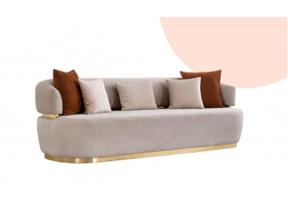 Big Samt Sofa Dreisitzer Couch Ovale Couchen Rundes Sofa Stoff Textil