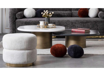 Designer Couchtisch 2x Weiß und Schwarz Moderner Stil für Wohnzimmer Modell