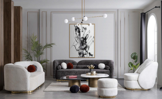 Designer Couchtisch 2x Weiß und Schwarz Moderner Stil für Wohnzimmer Modell