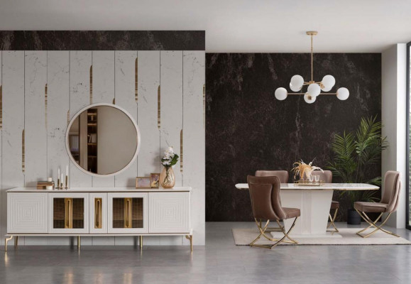 Moderner Säulentisch Tische Esszimmer Möbel Tisch X Säule Esstisch Neu