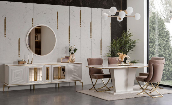 Moderner Säulentisch Tische Esszimmer Möbel Tisch X Säule Esstisch Neu